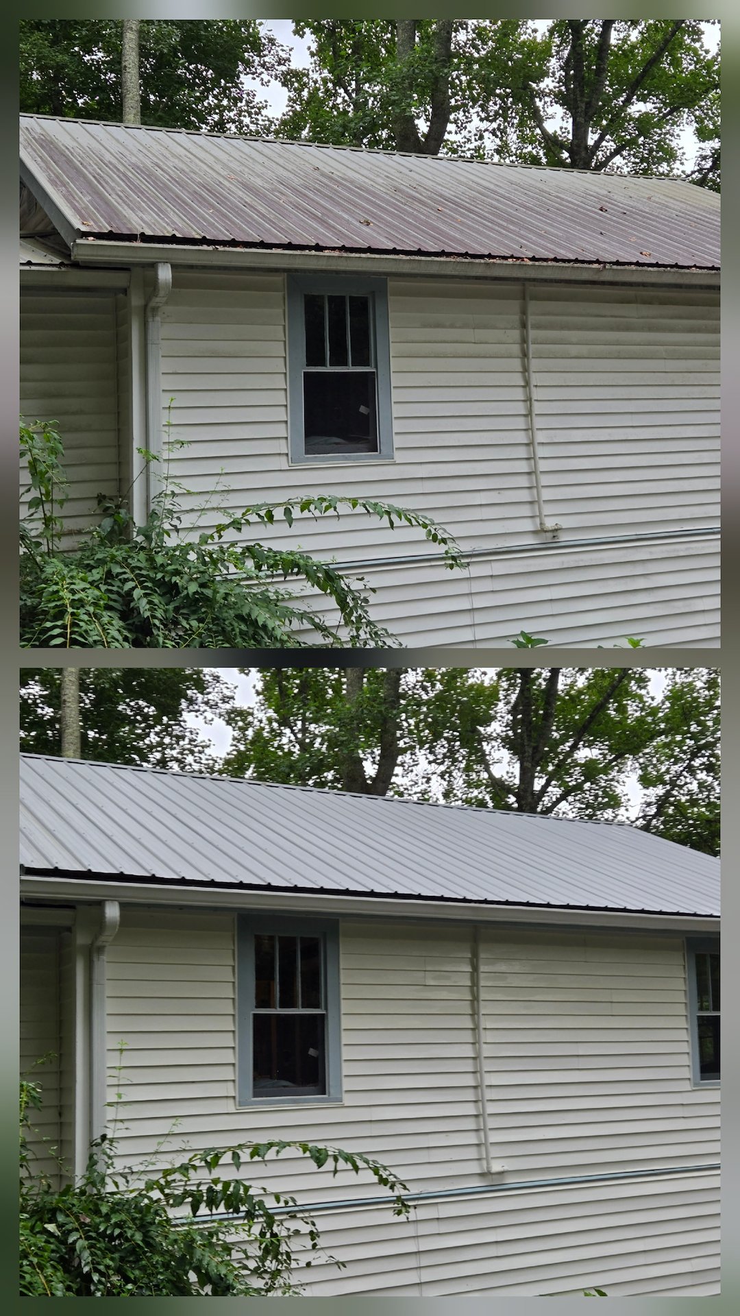 CLEANING A METAL ROOF AND HOUSE SIDING IN DAWSONVILLE, GA